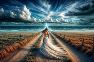 ai generated, woman, storm, bride, dress, walking, unknown, mysticism, mystery, unknown, mystery, mystery, mystery, mystery, mystery
